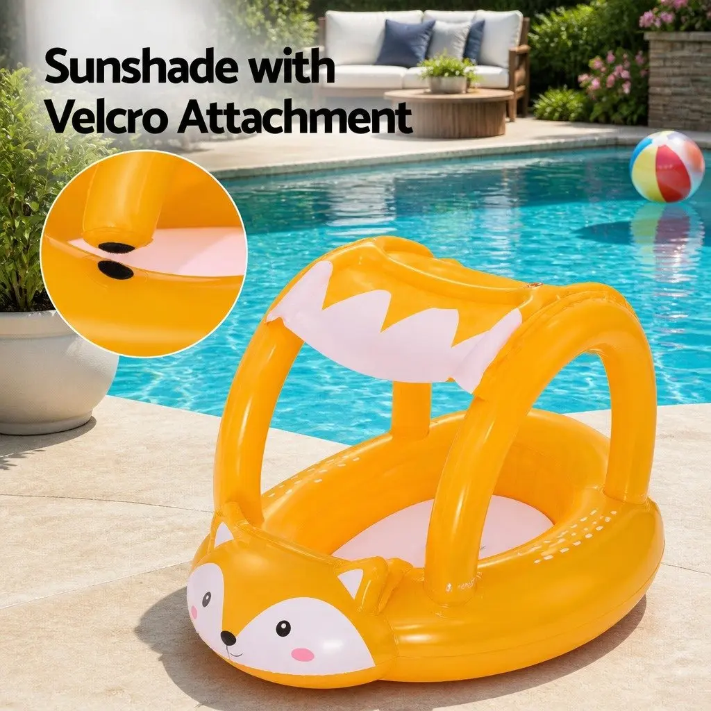 Kids Inflatable Fox Swim Float with Canopy