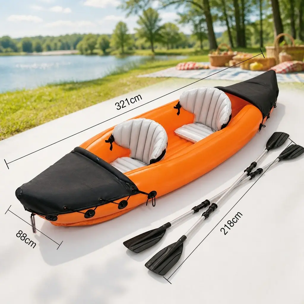 Inflatable Kayak for 2 with Aluminium Oars