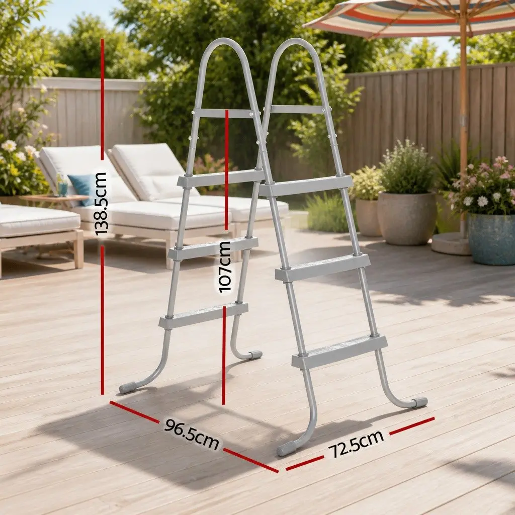 Above Ground Pool Ladder Heavy Duty Plastic 107cm Grey