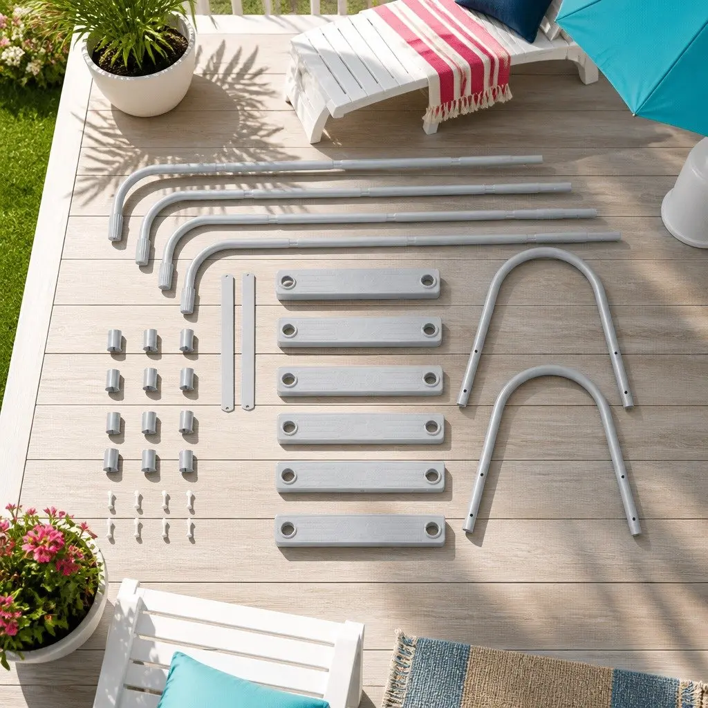 Above Ground Pool Ladder Heavy Duty Plastic 107cm Grey