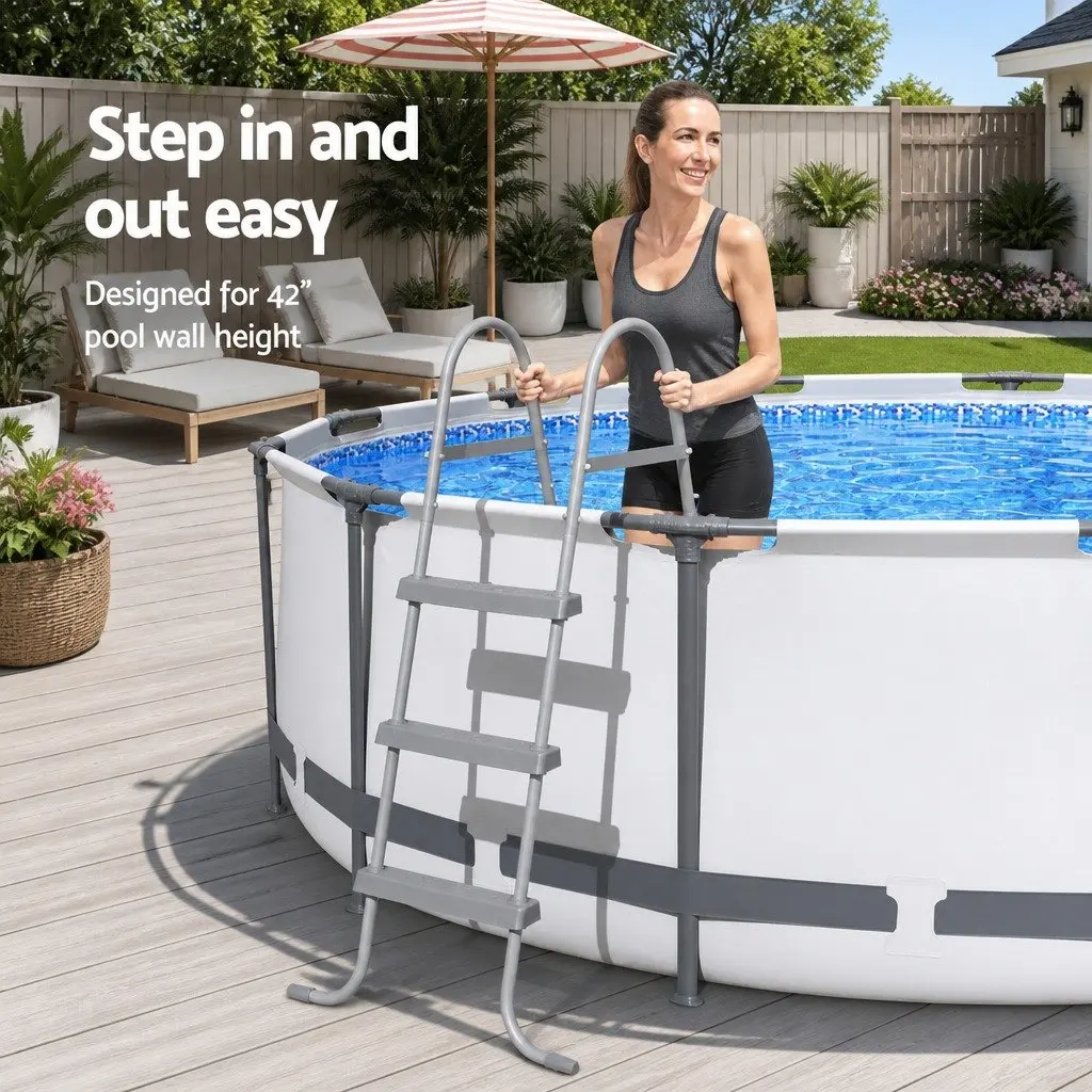 Above Ground Pool Ladder Heavy Duty Plastic 107cm Grey