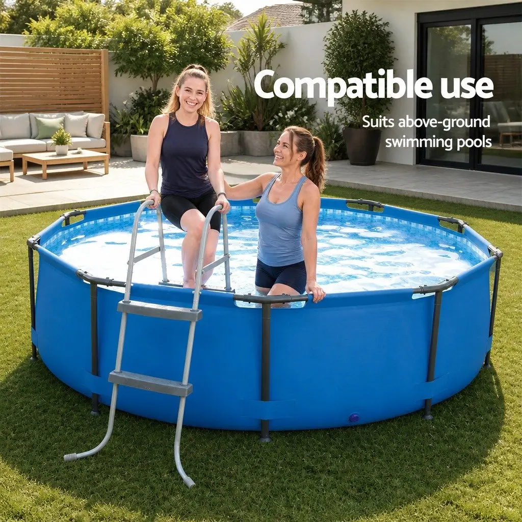 Pool Ladder Plastic 84cm Grey 2 Step Above Ground Swimming Pools Removable Steps
