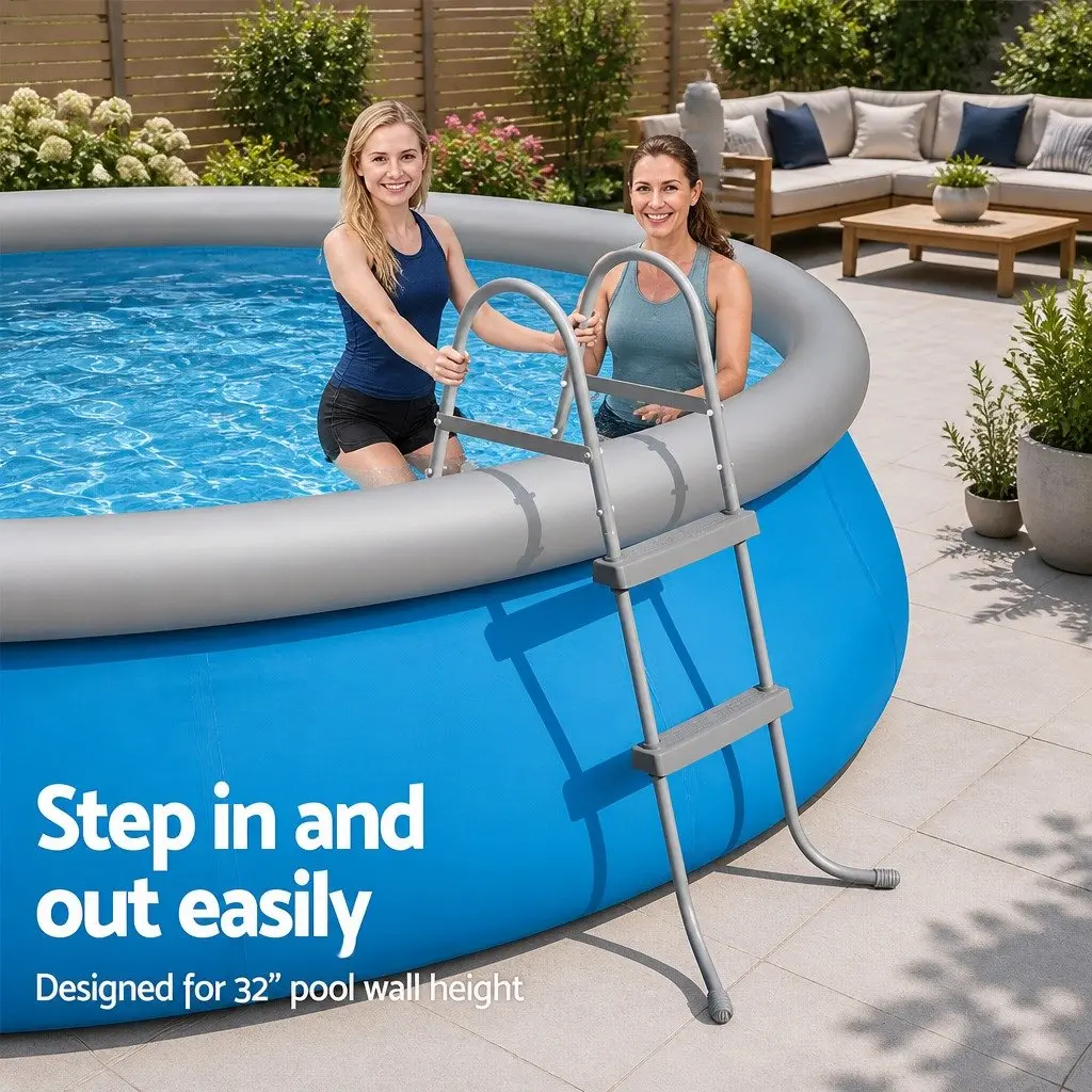 Pool Ladder Plastic 84cm Grey 2 Step Above Ground Swimming Pools Removable Steps