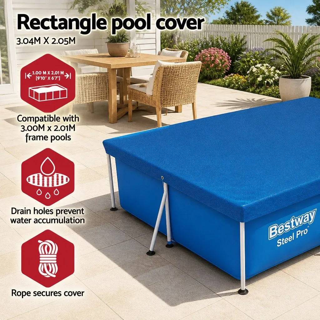 Pool Cover PE 3.04m x 2.05m Multicolour for 3x2.01m Above Ground Swimming Pools