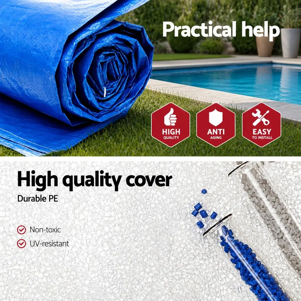 Blue PE Rectangle Pool Cover 264x174cm