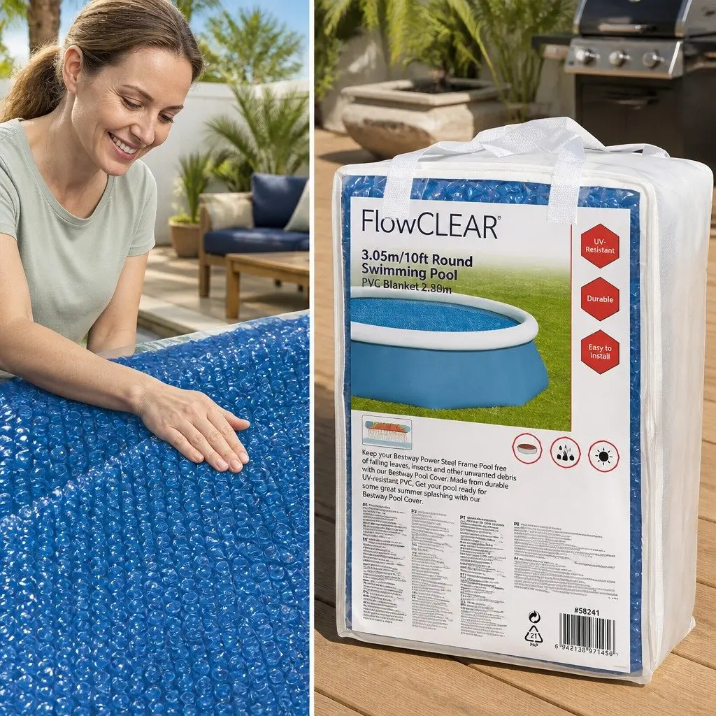 Round Pool Cover PE PVC 3.05m 10ft Diameter Blue