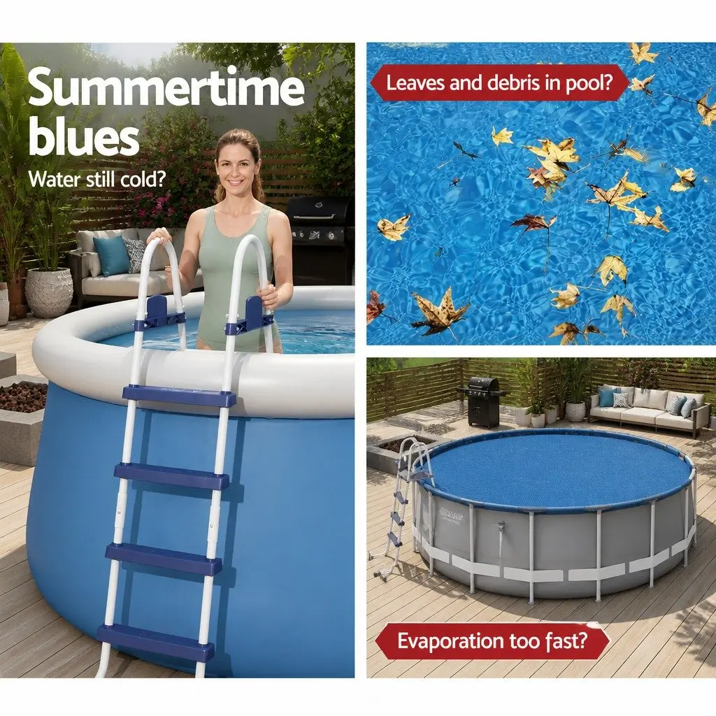 Round Pool Cover PE PVC 3.05m 10ft Diameter Blue
