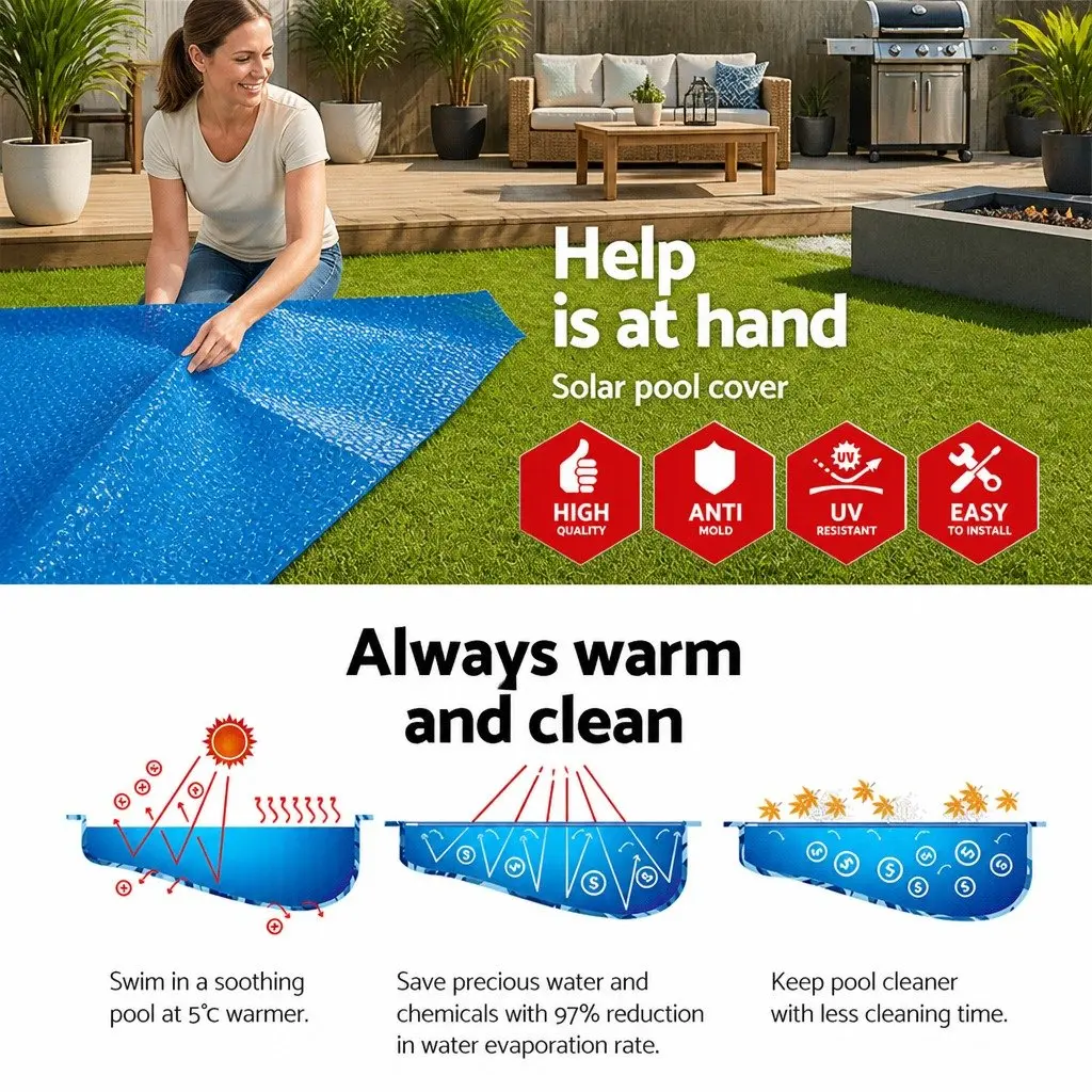 Round Pool Cover PE PVC 3.05m 10ft Diameter Blue