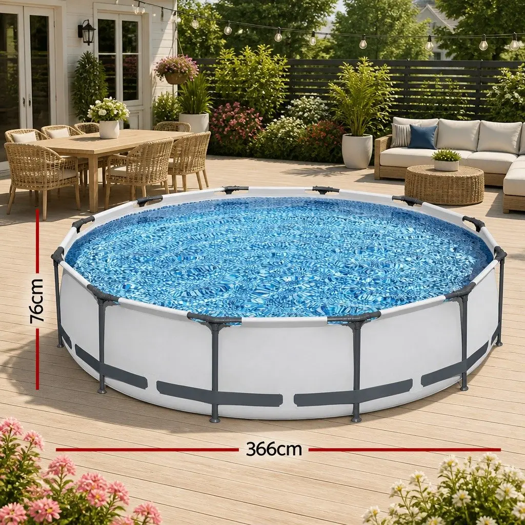 366cm Round Above Ground Pool with Filter Pump
