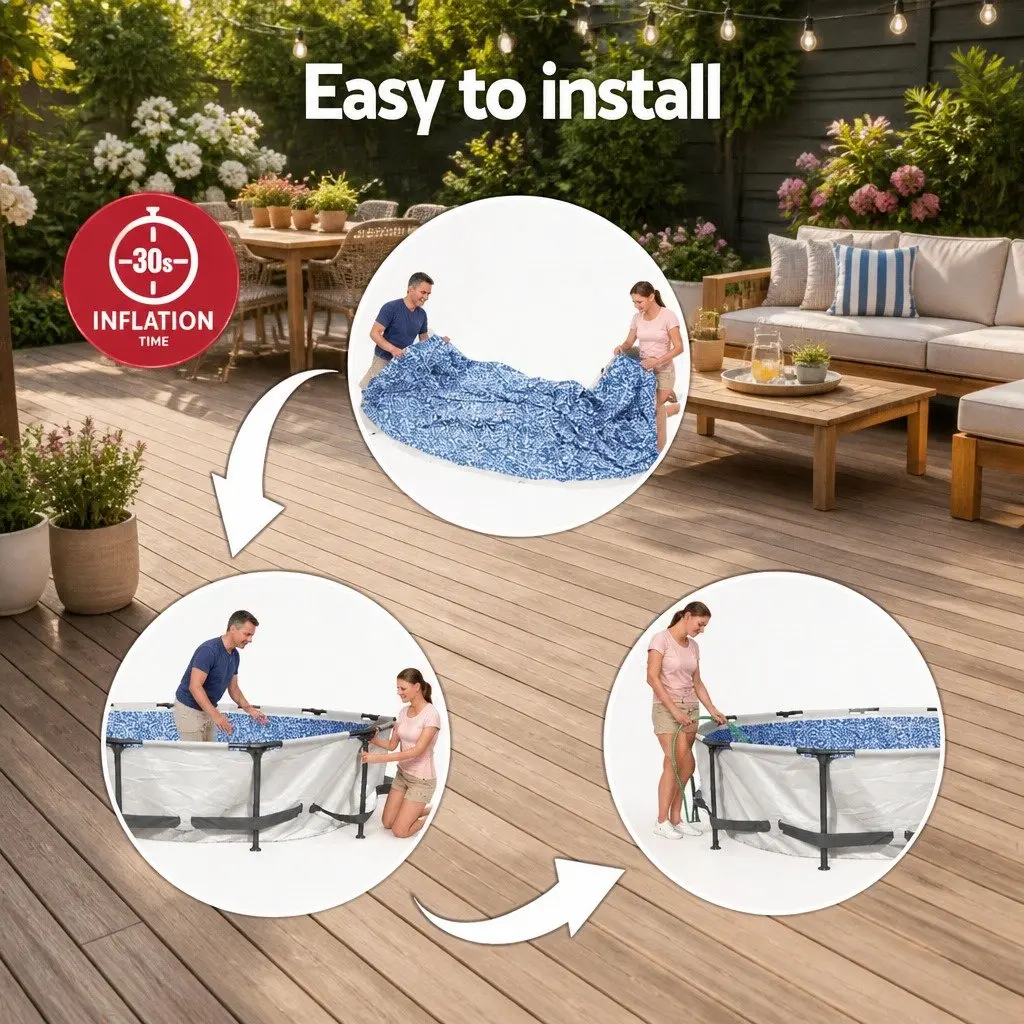 366cm Round Above Ground Pool with Filter Pump