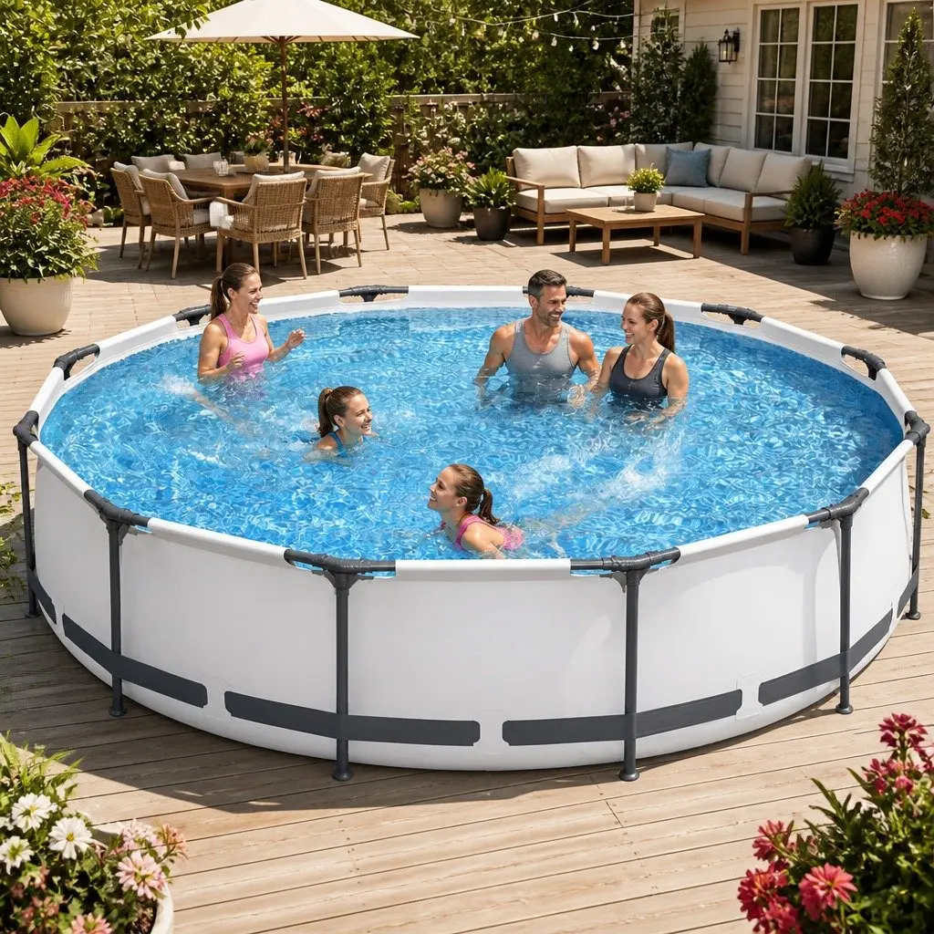 366cm Round Above Ground Pool with Filter Pump