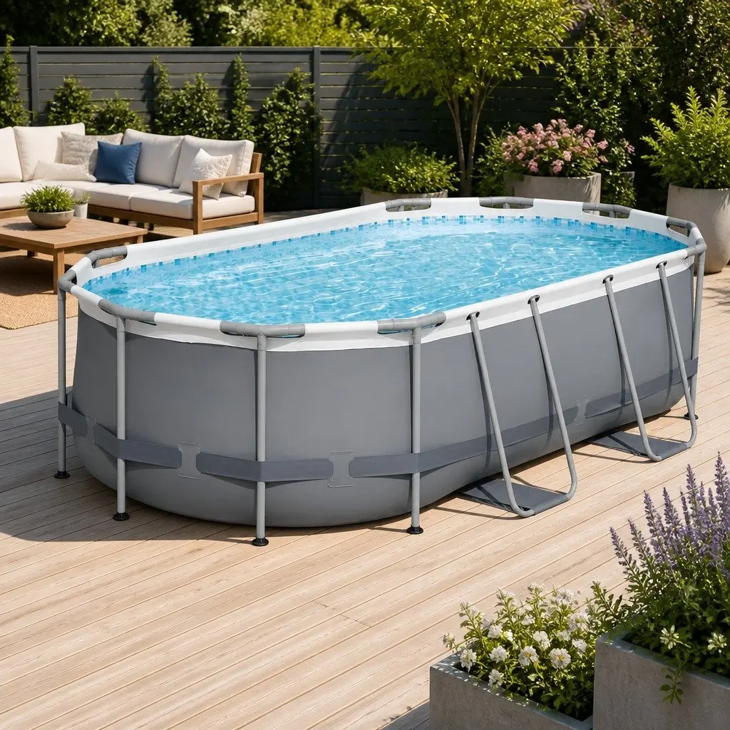 Above Ground Swimming Pool with Steel Frame and Ladder