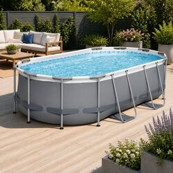 Durable Above Ground Swimming Pool with Steel Frame and Ladder