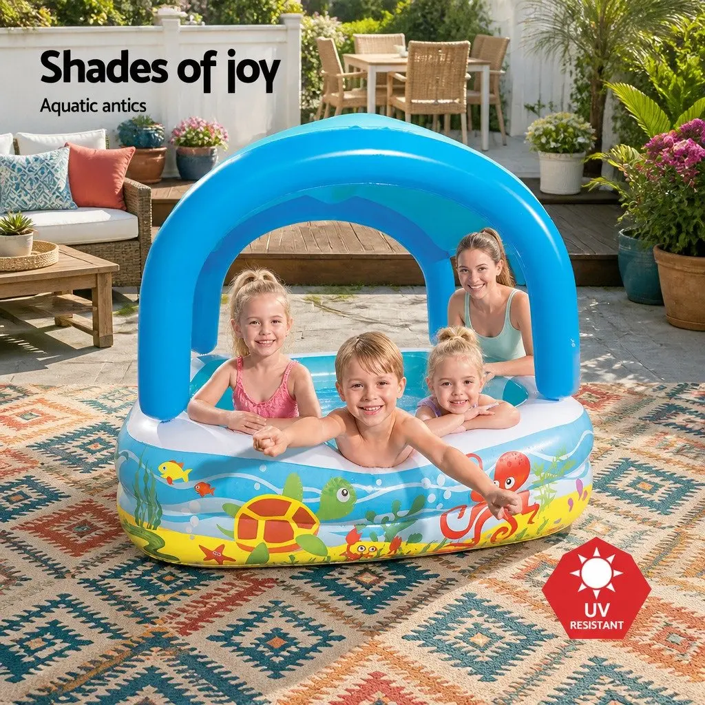 Kids Inflatable Swimming Pool with Canopy 140x140cm