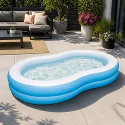 Durable Inflatable Kids Swimming Pool 262x157x46cm