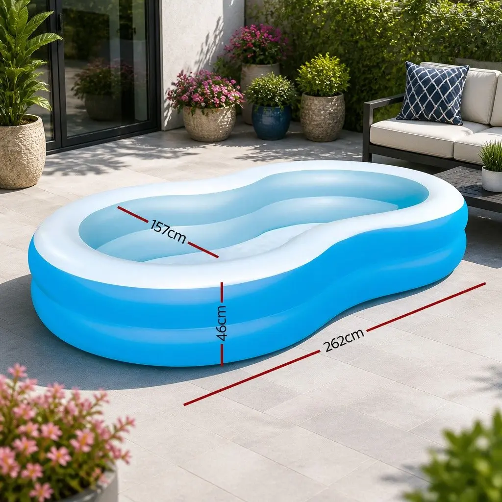 Inflatable Kids Swimming Pool 262x157x46cm