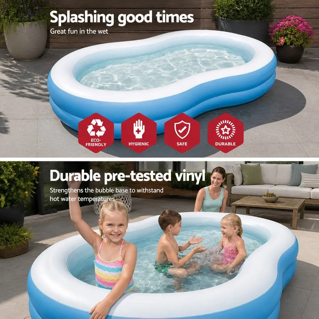 Inflatable Kids Swimming Pool 262x157x46cm