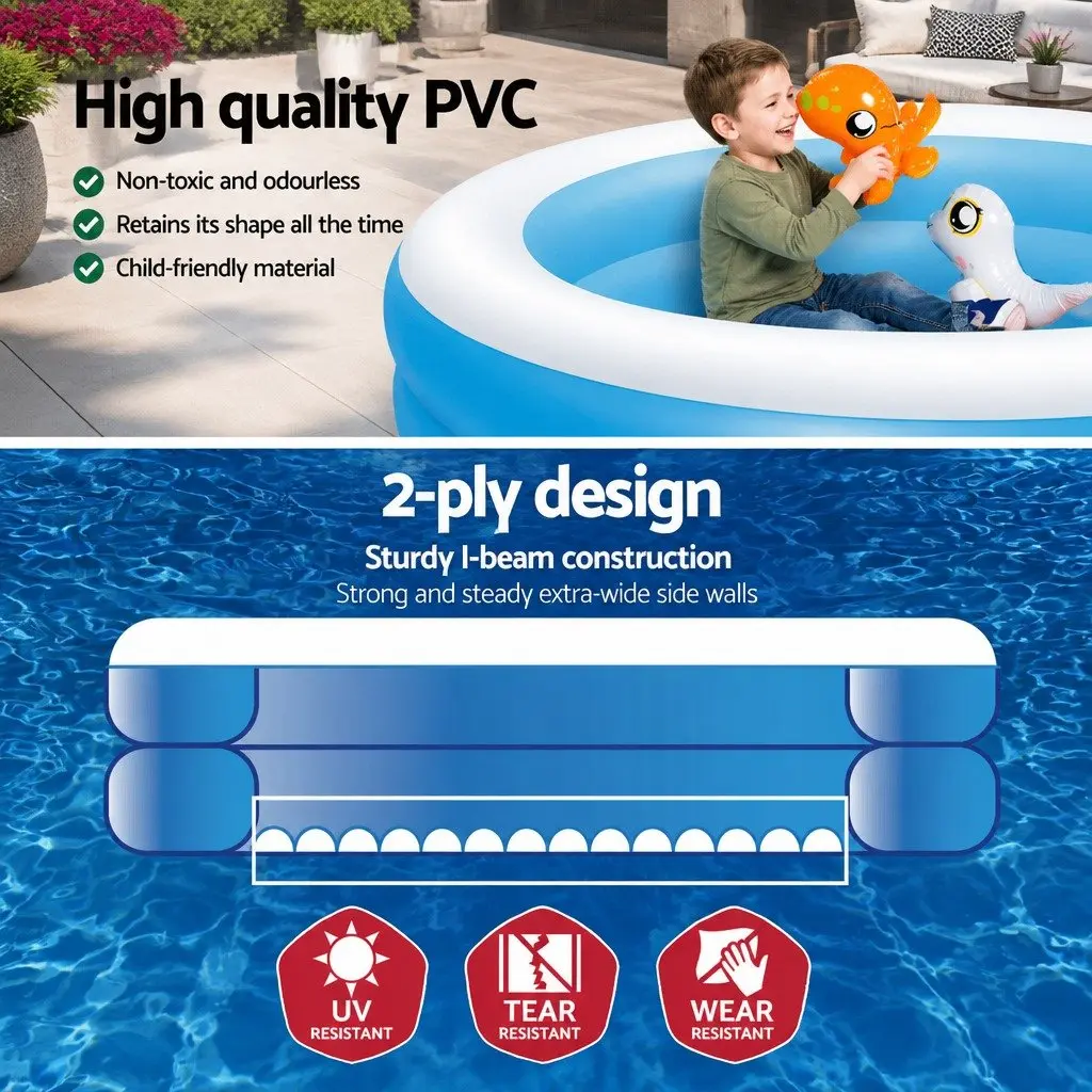 Inflatable Kids Swimming Pool 262x157x46cm