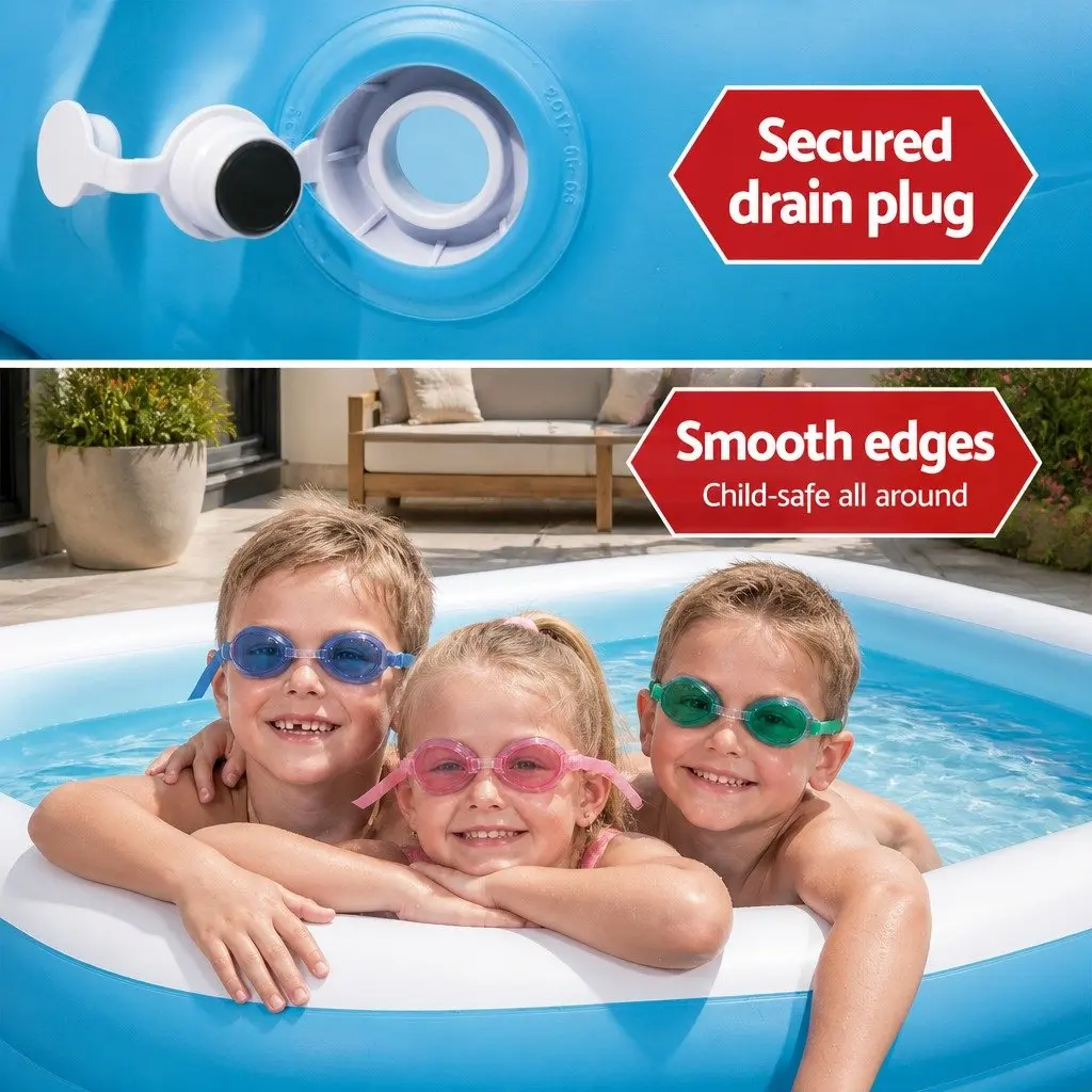 Inflatable Kids Swimming Pool 262x157x46cm