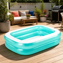 Durable Inflatable Kids Swimming Pool 200x146x48cm
