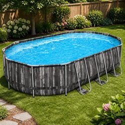 Durable Steel Frame Swimming Pool 6.1x3.66m with Pump
