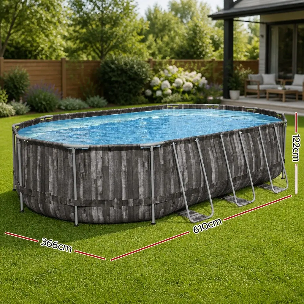 Swimming Pool Steel Frame 6.1x3.66m Grey