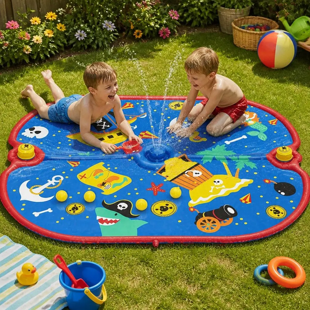 Splash Pad Pool Water Sprinkler Spray Play Mat PVC 170cm Multicolour