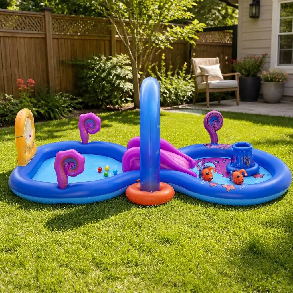Kids Inflatable Splash Pool with Removable Slide
