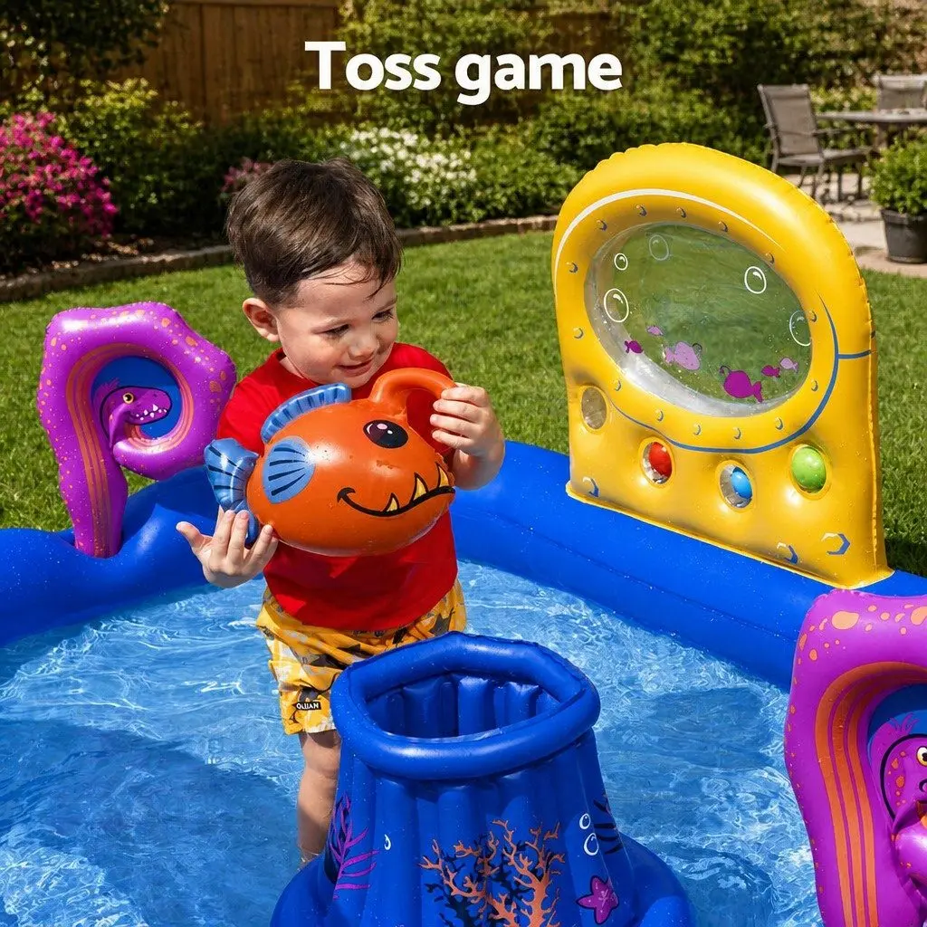 Kids Inflatable Splash Pool with Removable Slide
