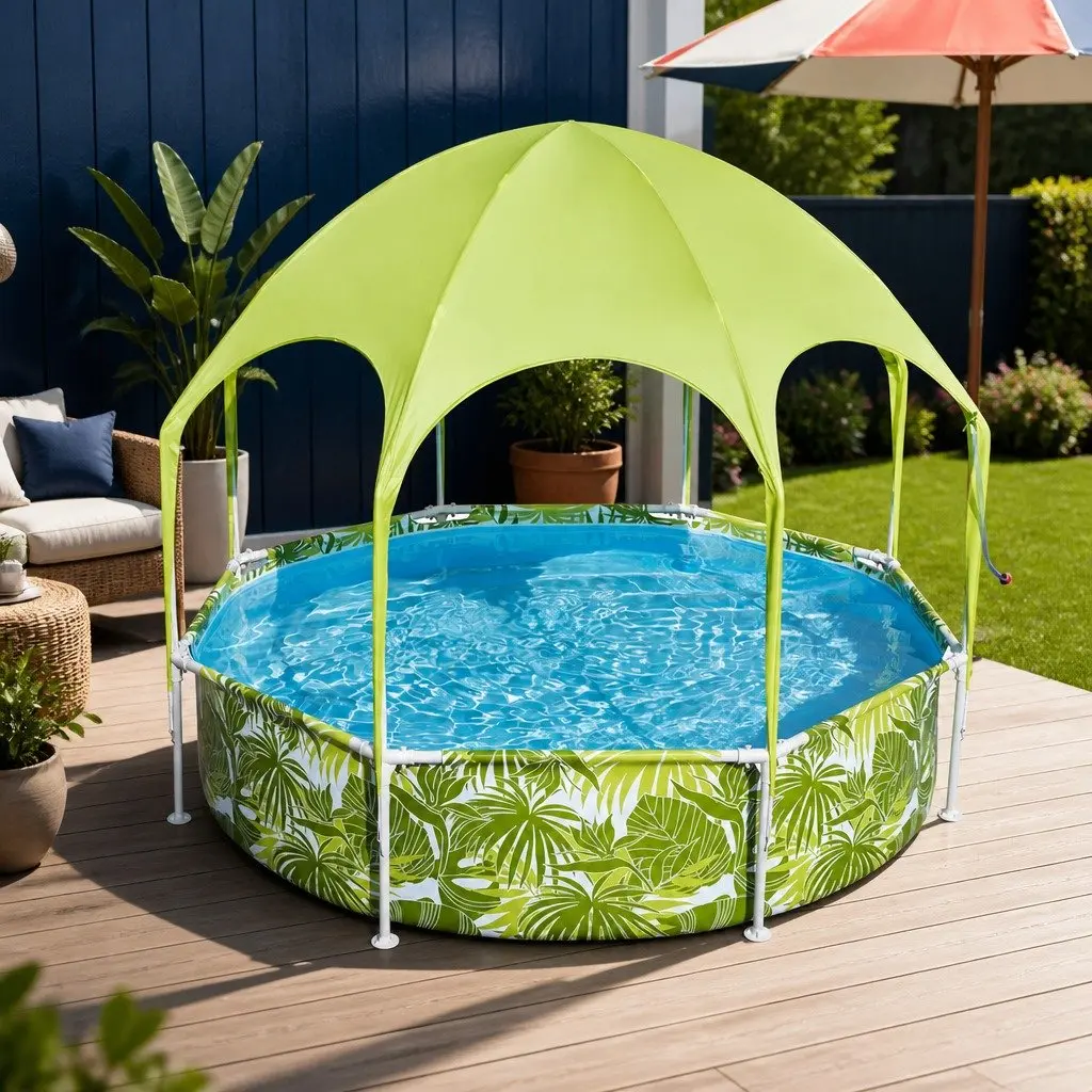 244x51cm Above Ground Pool with Canopy Shade