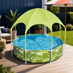 Durable 244x51cm Above Ground Pool with Canopy Shade