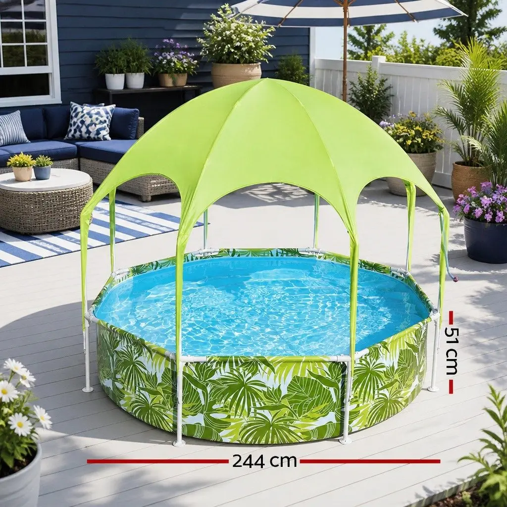 Above Ground Swimming Pool Steel Frame 244x51cm Green