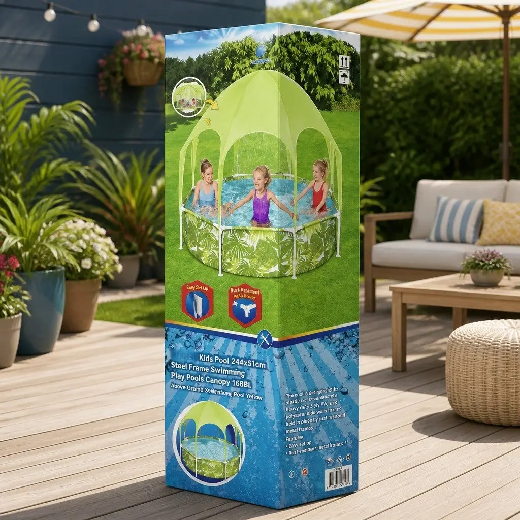 Above Ground Swimming Pool Steel Frame 244x51cm Green