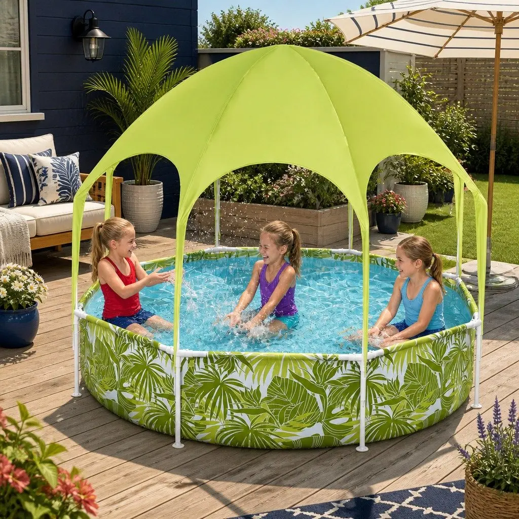 Above Ground Swimming Pool Steel Frame 244x51cm Green