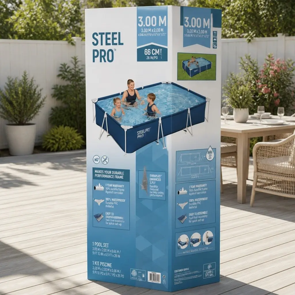 300x201x66cm Above Ground Steel Frame Pool