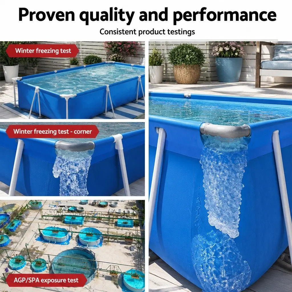Above Ground Swimming Pool Steel Frame 300x201x66cm Heavy Duty PVC Backyard Blue with Filter Pump