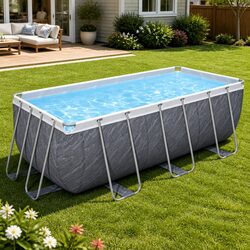 Durable Steel Frame Above Ground Pool 412x201x122cm