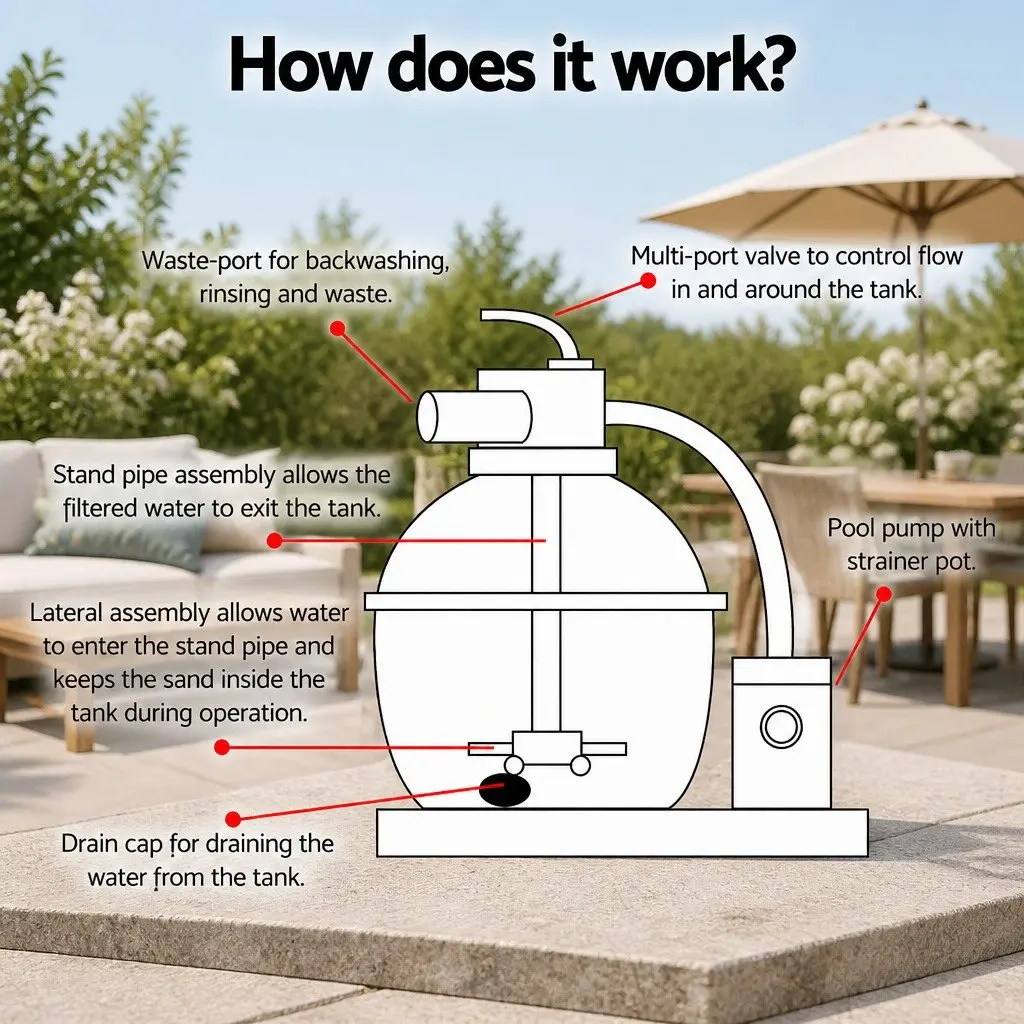 1500GPH Pool Sand Filter Pump for Above Ground Use