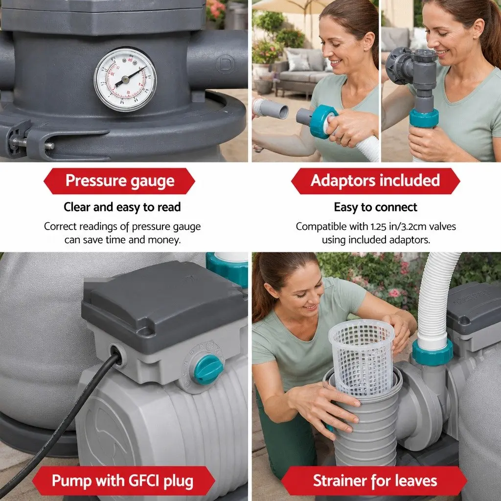 1500GPH Pool Sand Filter Pump for Above Ground Use