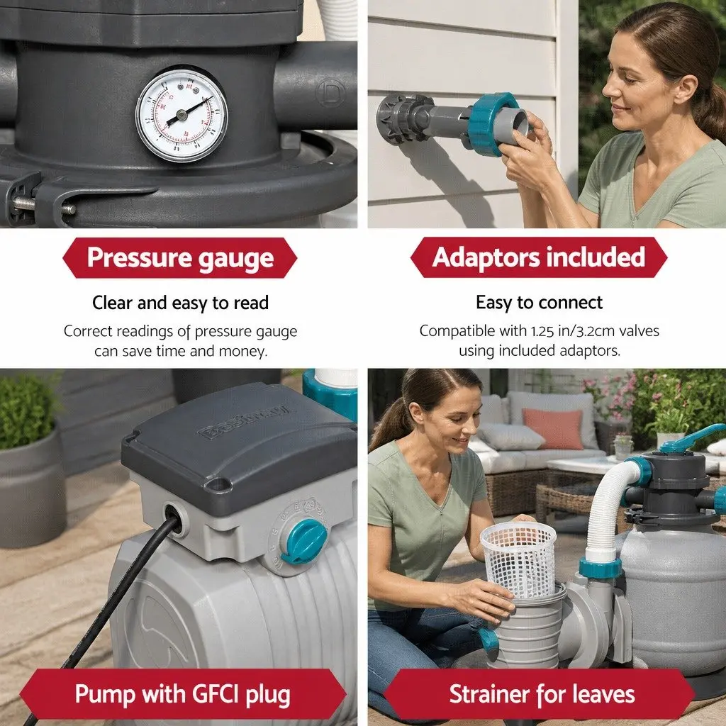 Above Ground Pool Sand Filter Pump 2200GPH Flowclear