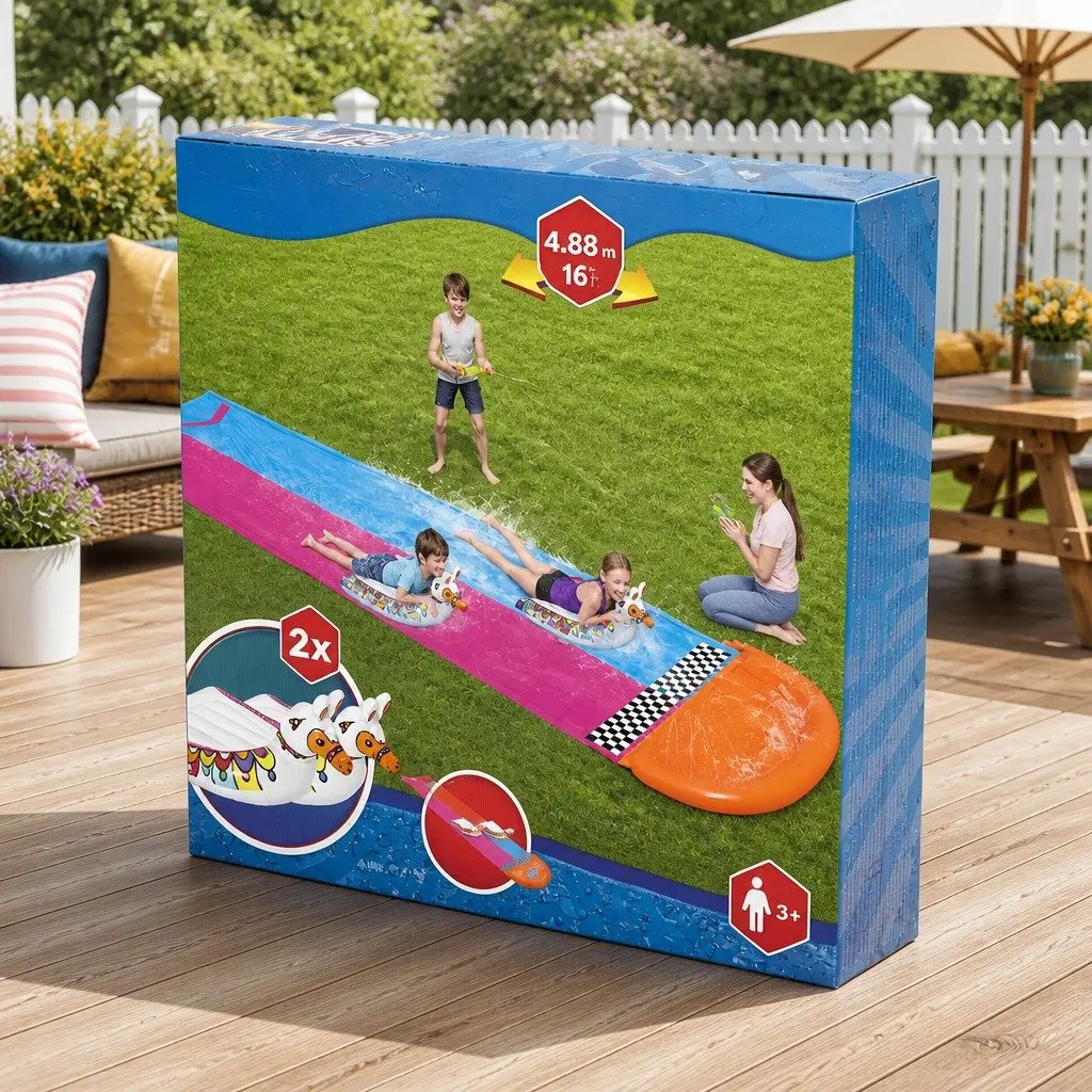 Double Lane Inflatable Water Slide for Kids