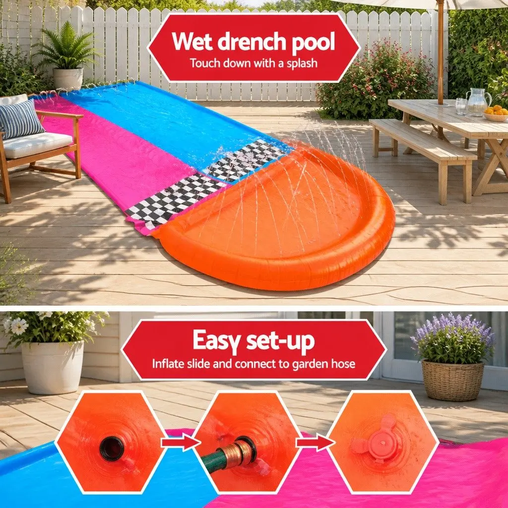 Double Lane Inflatable Water Slide for Kids