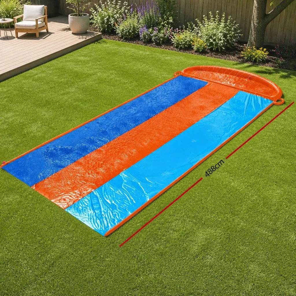 Inflatable Water Slide Vinyl 4.88m Orange Triple Lanes