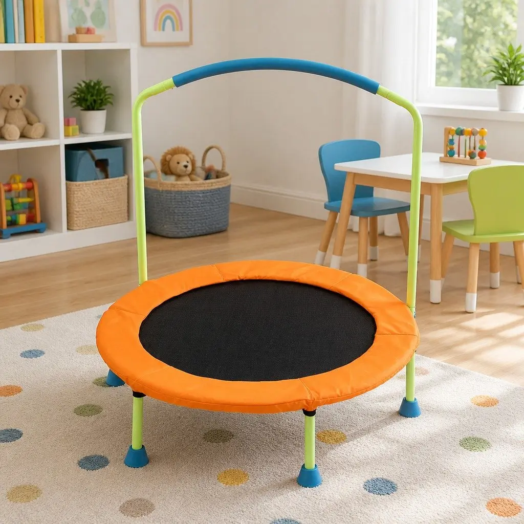 36 Inch Kids Trampoline with Safety Handlebar