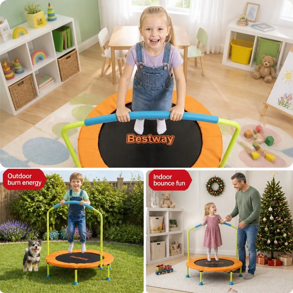 Kids Trampoline 36 Inch Steel Frame Foldable Fitness Bouncer Orange