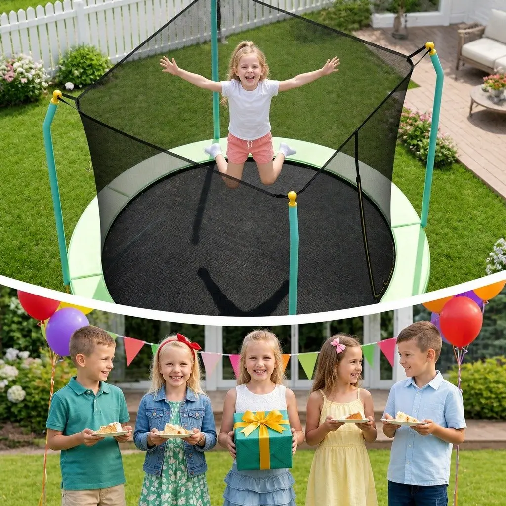 8ft Trampoline Polypropylene Safety Net Enclosure Backyard Jumping Mat Outdoor