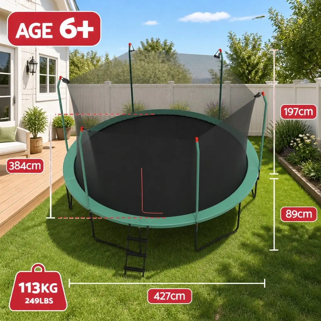 Trampoline Powder Coated Galvanized Steel 14ft Dark Green