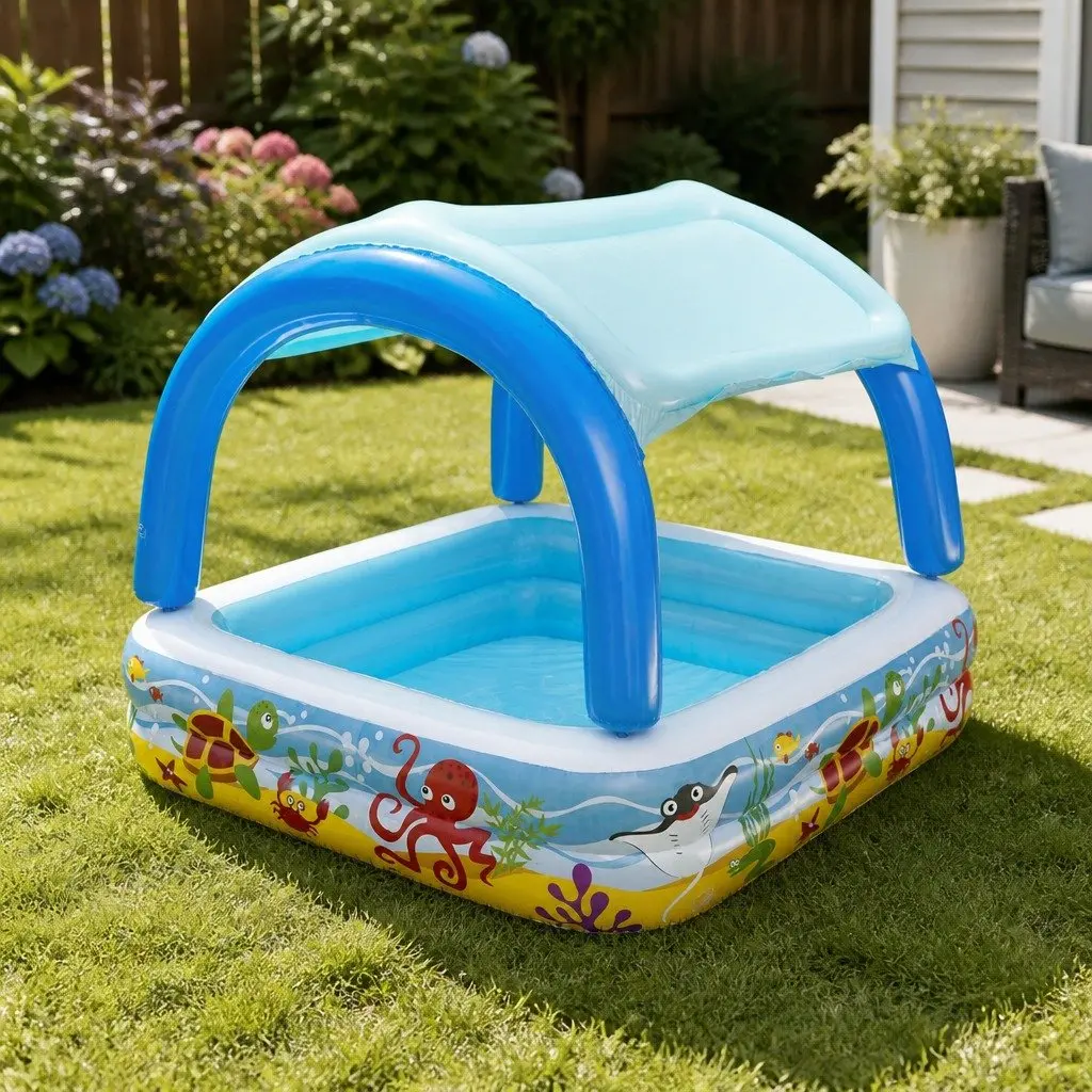 Inflatable Play Pool with Removable Sunshade