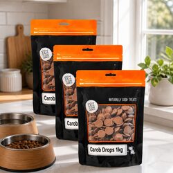 Premium Carob Buttons Dog Treats 1kg x 3 Pack