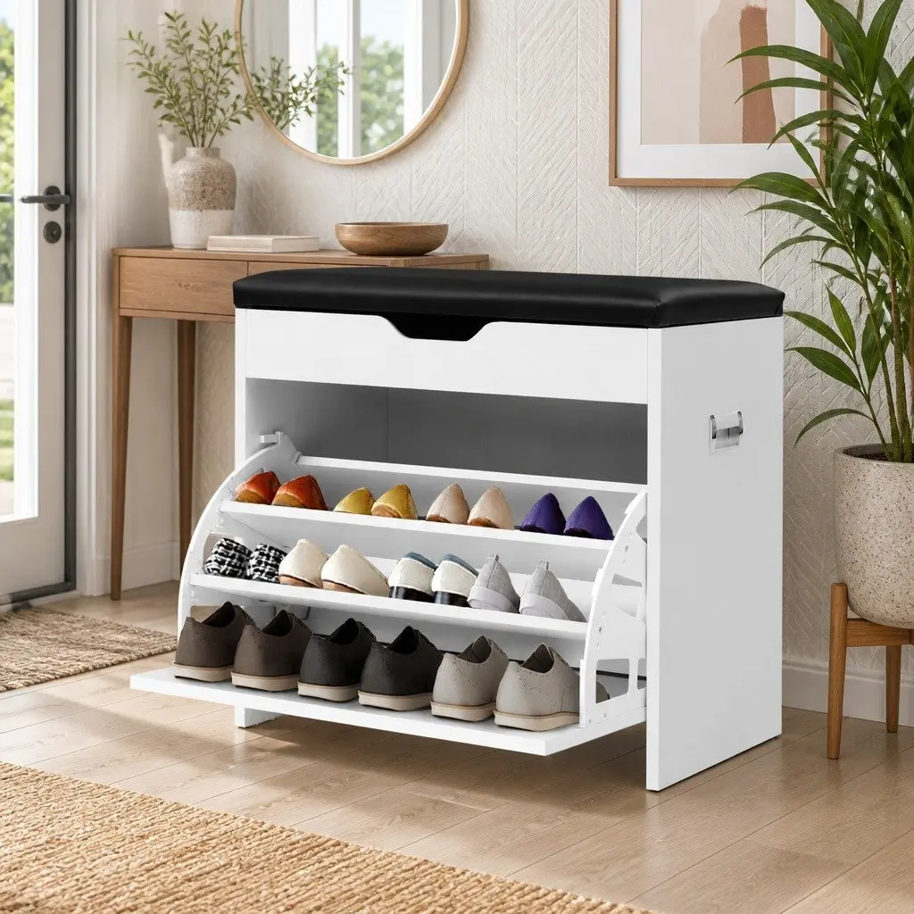 Shoe Rack Cabinet Bench with 3-Tier Storage